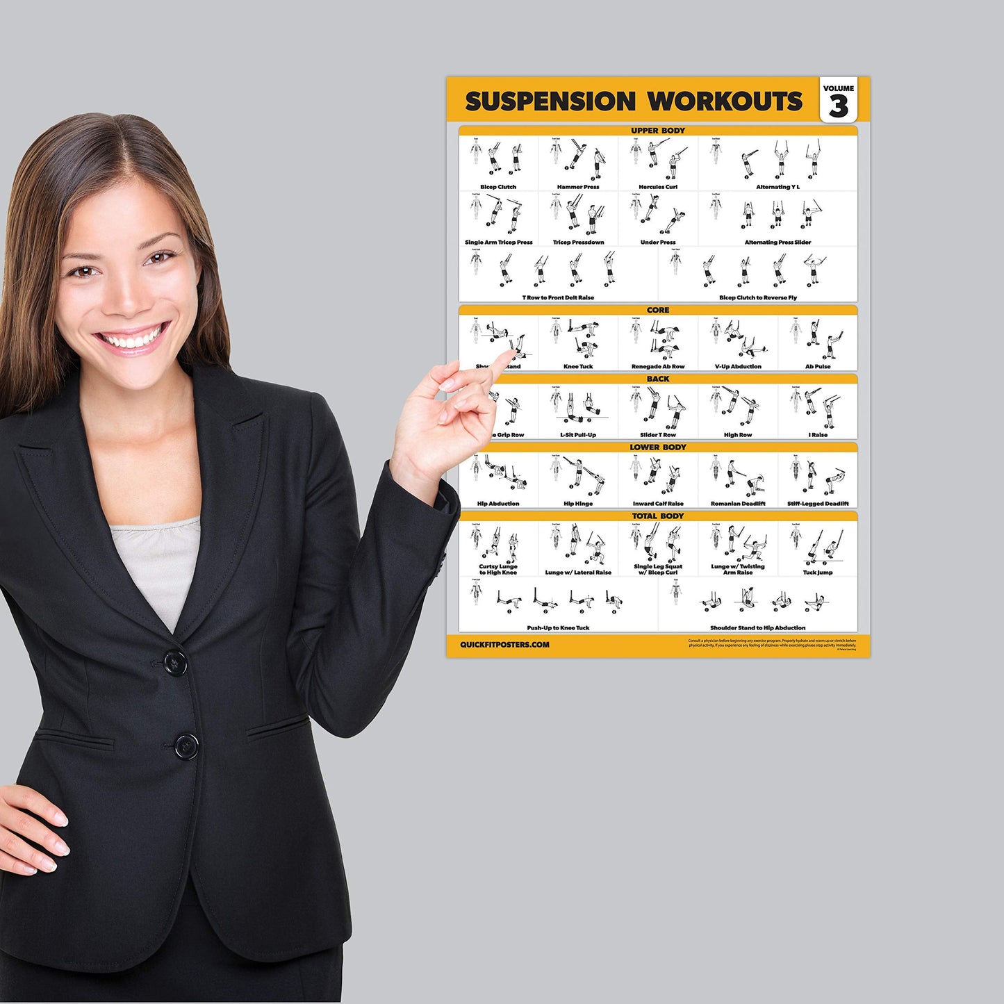 Palace Learning 4 Pack - Suspension Workout Posters Volume 1, 2 & 3 + Bodyweight Exercise Chart - Set of 4 Posters (LAMINATED, 18" x 24"")"