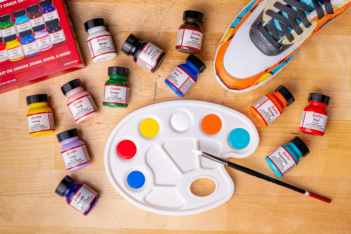 Angelus Acrylic Leather Paint, Best Sellers Kit, Flexible Paint For Shoes, Sneakers, Leather, Canvas, Furniture, and More - 12 Colors (1 oz Each)