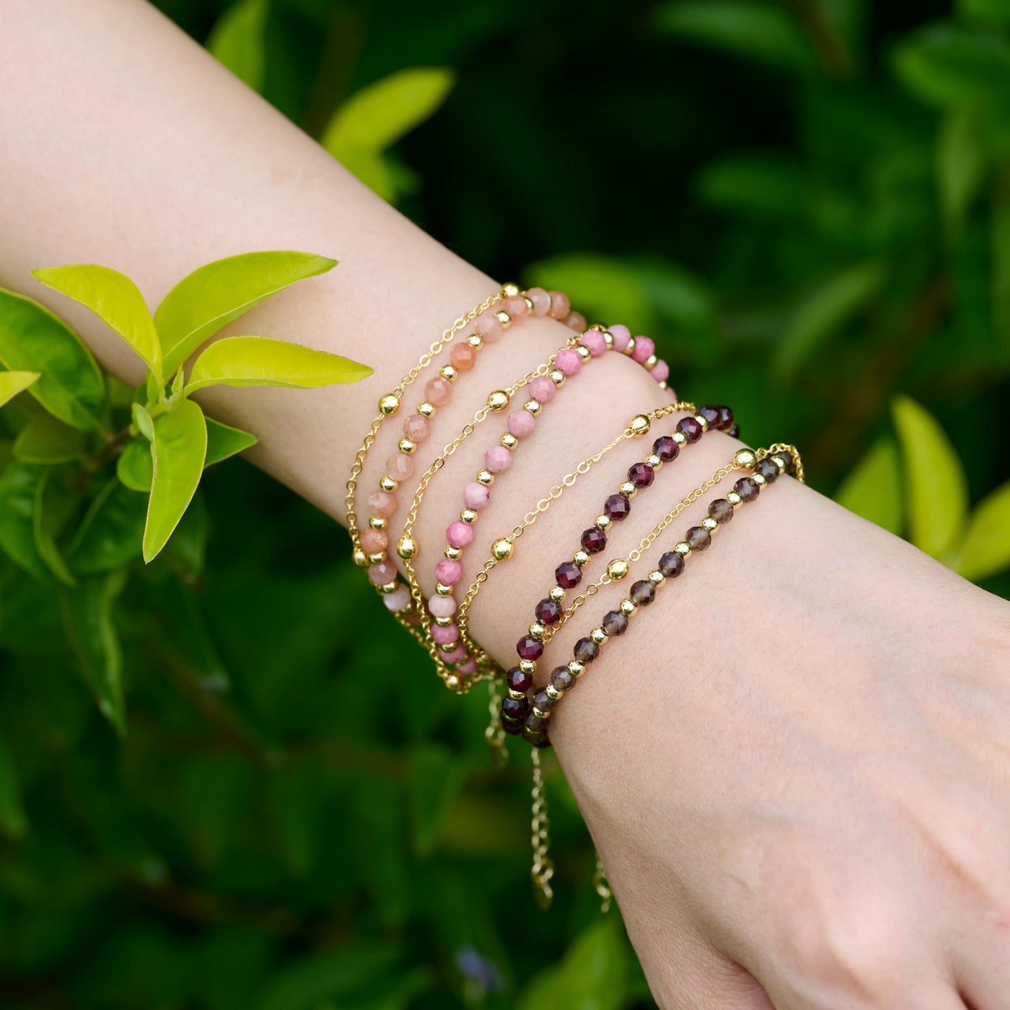 Farfume Garnet Crystal Bracelet Beaded Bracelets for Women 4mm Natural Stone Beads Gemstone Handmade Jewelry Valentine's Day Gifts