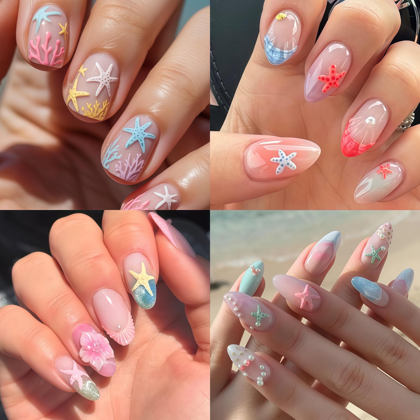 3 Sheets Summer Beach Ocean Nail Art Stickers 5D Embossed Summer Nail Decals Starfish Flower Seashell Nail Stickers Summer Sea Beach Nail Design Hawaiian Flower Nail Supplies for Women Manicure DIY