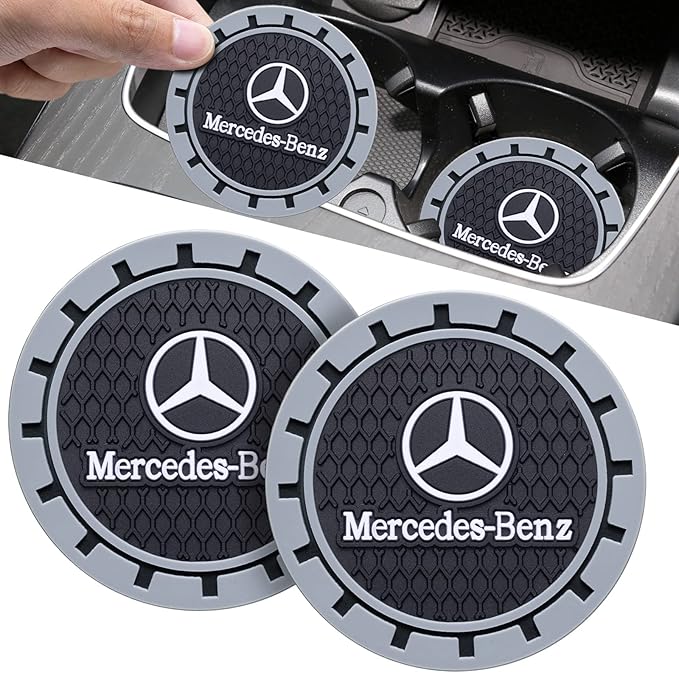 Car Cup Coaster, 2PCS Universal Non-Slip Cup Holders, Compatible with Mercedes Benz Series Car Cup Holder Coastersï¼Car Drink Coaster Holder Accessory, Black