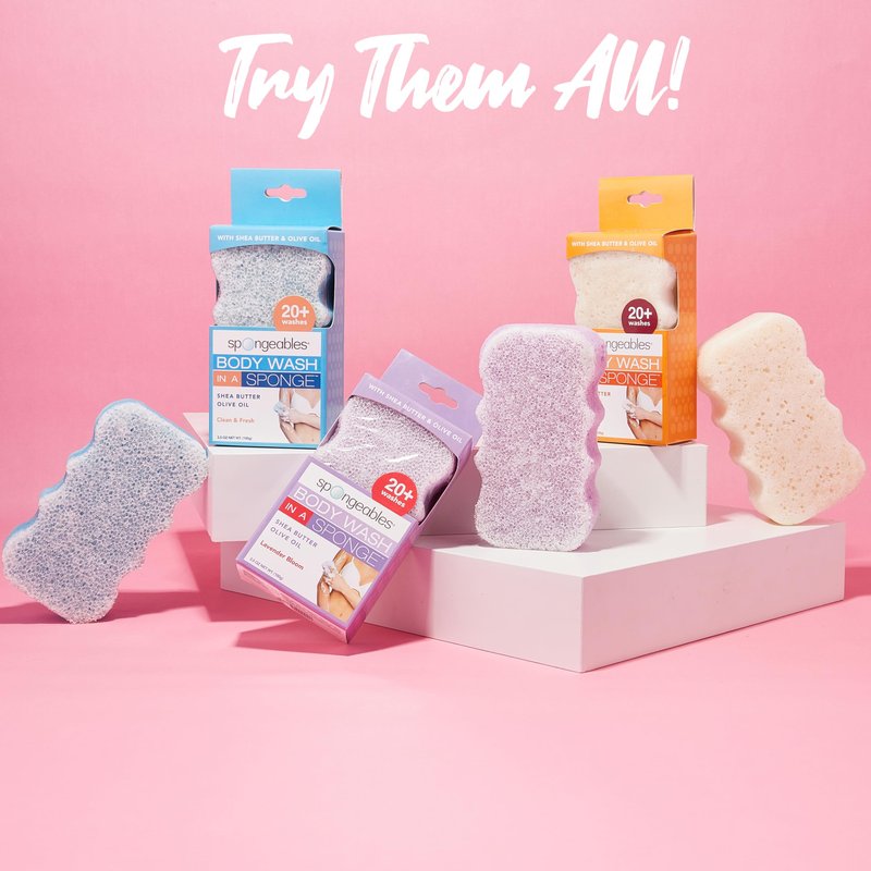 Spongeables Body Wash in a 20+ Wash Sponge, Acai Berry, 3 Count