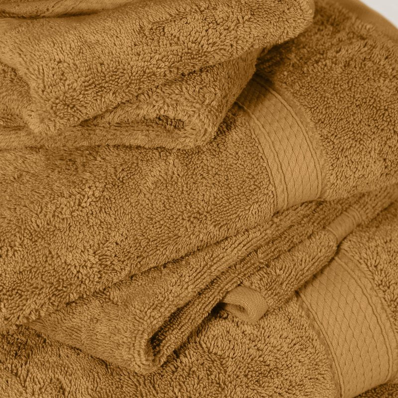 Superior Egyptian Cotton Pile 6-Piece Towel Set, Includes 2 Bath, 2 Hand, 2 Face Towel/Washcloth, Heavyweight, Ultra Soft Luxury Towels, Thick Plush Essentials, Guest, Spa, Hotel, Gold