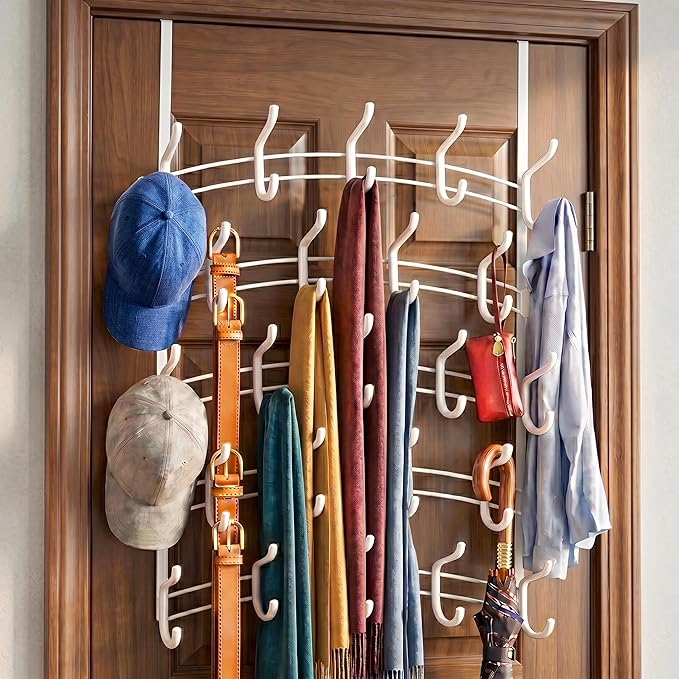 LYNK Professional® Home⢠Over the Door Hooks - 46 Hook â Over the Door Coat Rack - Over the Door Hanger - Hanging Towels or Clothes - Bathroom, Bedroom, Laundry Room - Lifetime Ltd. Warranty, White