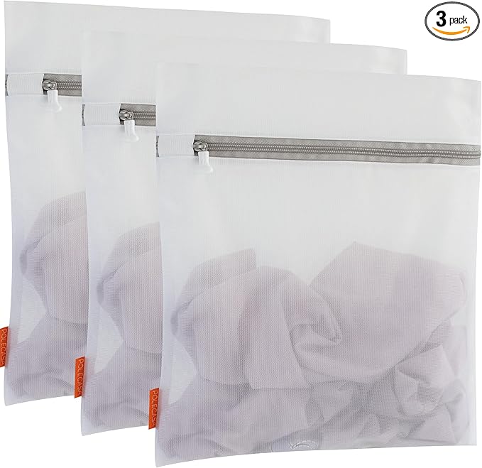 Polecasa 3Pcs Extra Durable Mesh Laundry Bags with Sturdy Zipper for Delicates 16 x 20 Inches(3 Large)