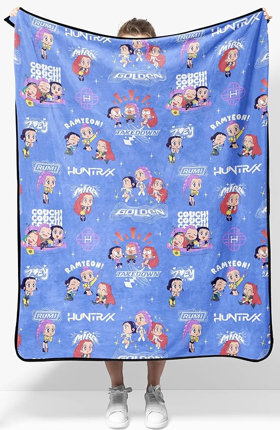 Jay Franco Kids Plush Throw Blanket â Ultra Soft Cozy Plush Fleece for Bed, Couch, Sofa, Home Décor, Official Licensed Huntrix, Purple - Kpop Demon Hunters, 40x50 - Travel Blanket