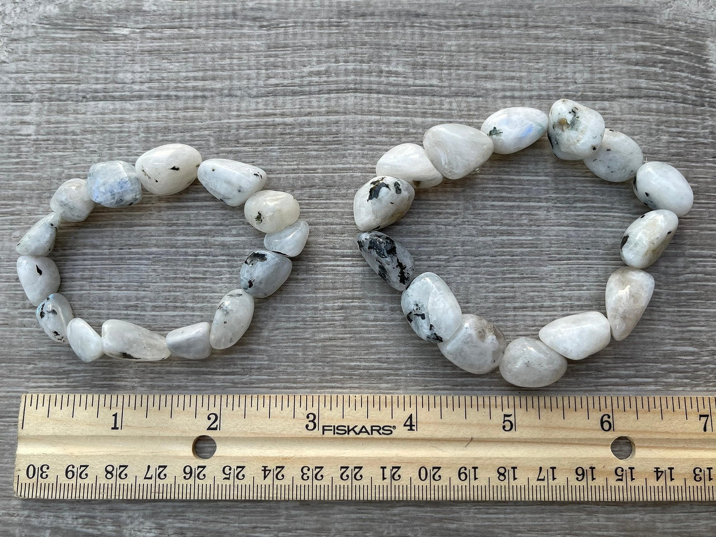 GAF TREASURES Rainbow Moonstone Crystal Nugget Bracelet, Genuine Rainbow Moonstone Tumbled Gemstone Bracelet, Healing Crystal Bracelet, Gift for Men & Women (1)