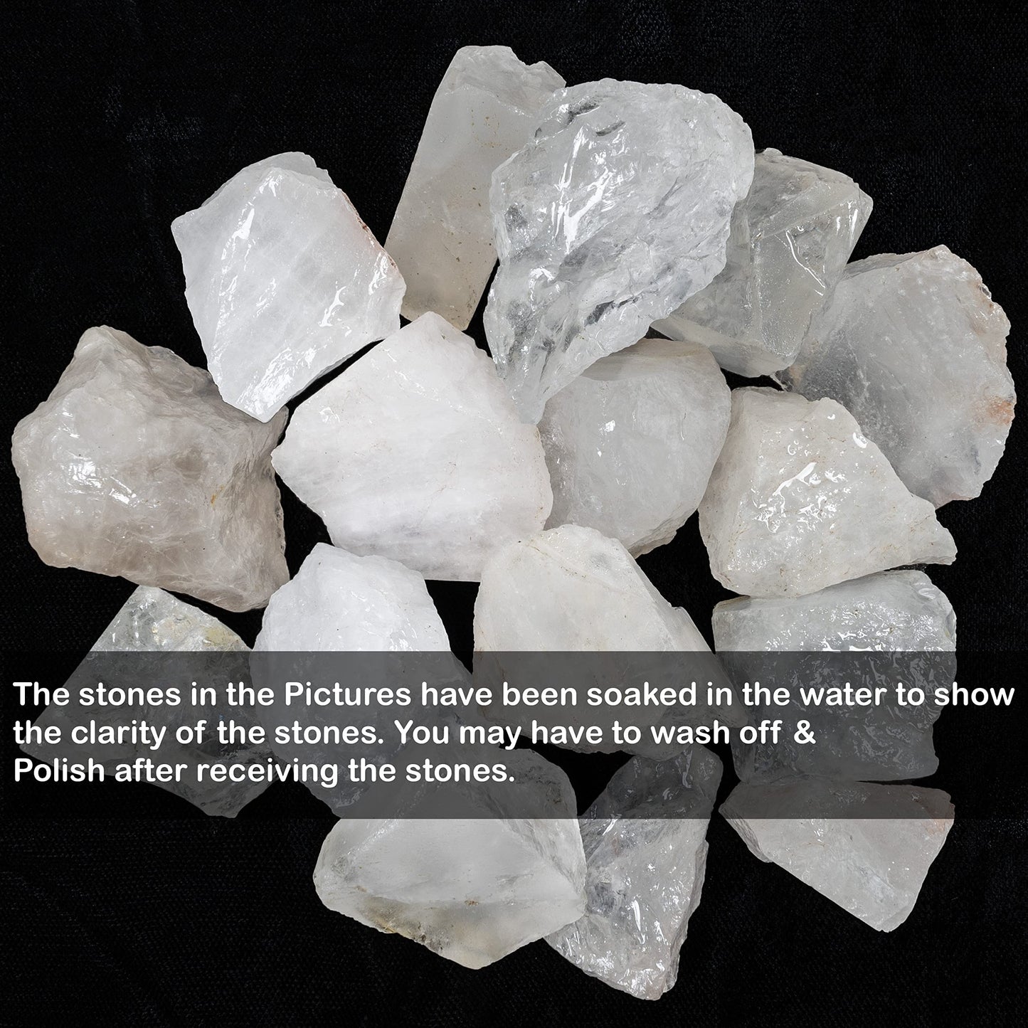 Crocon Clear Quartz Rough Bulk Natural Stone Raw Gemstone Tumbling Cabbing Polishing Gem Mining Energy Generator Chakra Balancing Reiki Healing Good Luck Home Office Decor Weight :-1Lb Approx