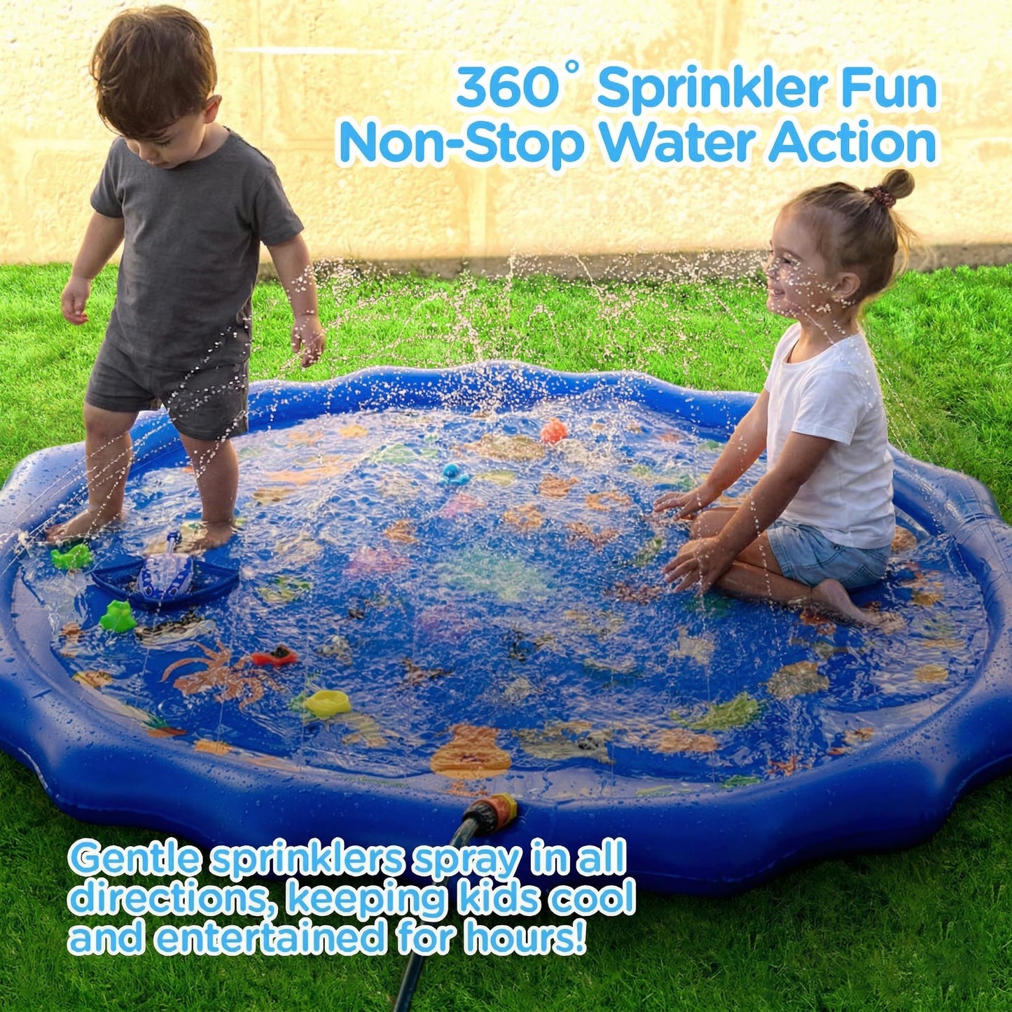KiddoSpace Splash Pad Sprinkler for Kids and Dogs β 69" Baby Splash Pad for Toddlers 1-3, Crazy Daisy Sprinkler, Non-Slip BPA-Free Outdoor Water Play Mat, Repair Kit Included