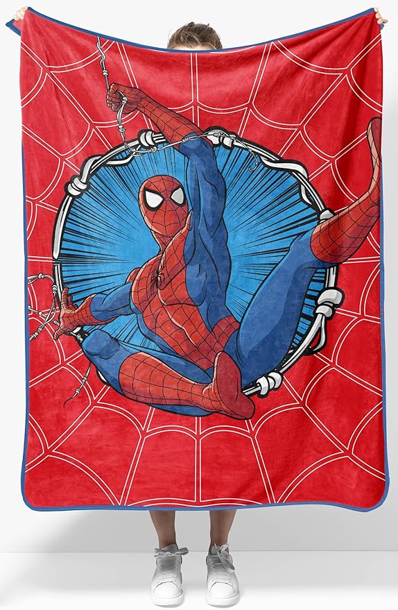 Jay Franco Kids Plush Throw Blanket â Soft & Cozy Fleece Throw for Bedroom & Couch Décor, Official Licensed Product, Red - Spiderman, 40x50 - Travel Blanket