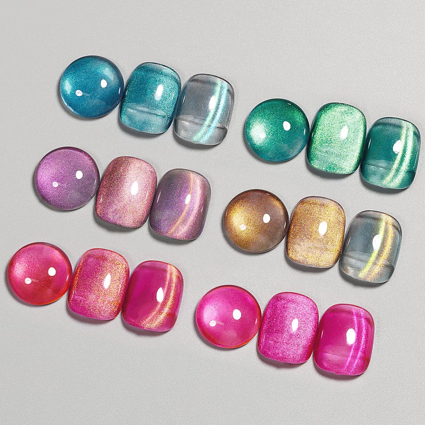 MIZHSE Cat Eye Gel Polish Set, 6 Colors Holographic Magnetic Gel Polish Set with Magnet Stick, Glitter Pink Green Blue Purple Magnetic French Nails Nail Polish Kit Gift Set for Women