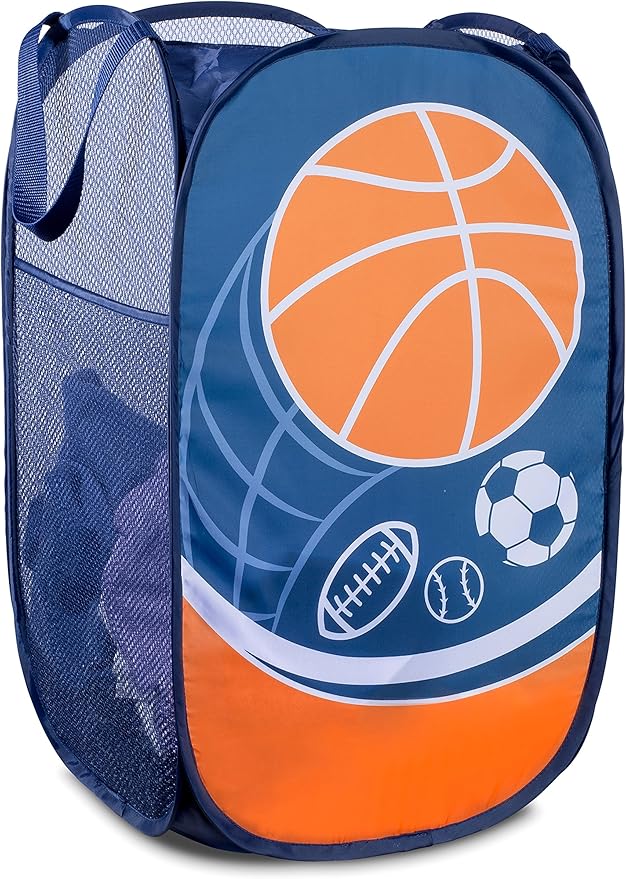 Handy Laundry Collapsible Mesh Pop Up Laundry Hamper with Side Pocket â Breathable, Space-Saving, Foldable Clothes Basket for Laundry, Storage, Travel, Dorm, Sports, 24 Inch