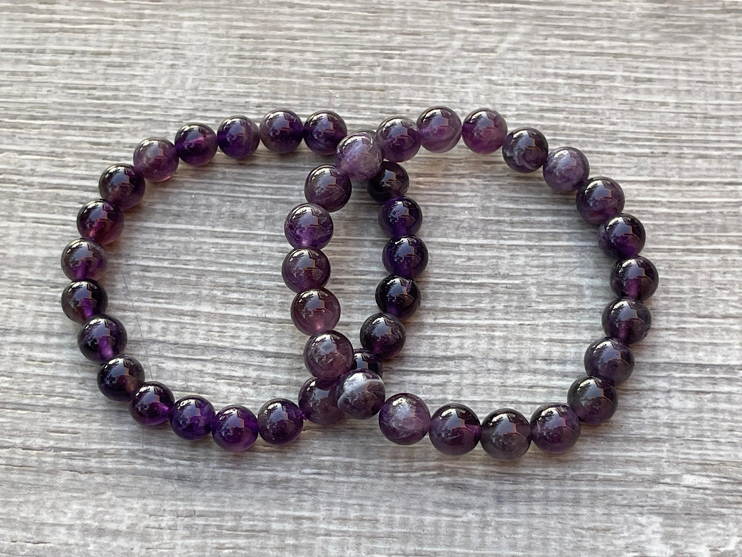 GAF TREASURES Amethyst Crystal Bead Bracelet 8mm, Genuine Purple Amethyst Stretch Gemstone Bracelet, Healing Crystal Bracelet, Gift for Men & Women (1)