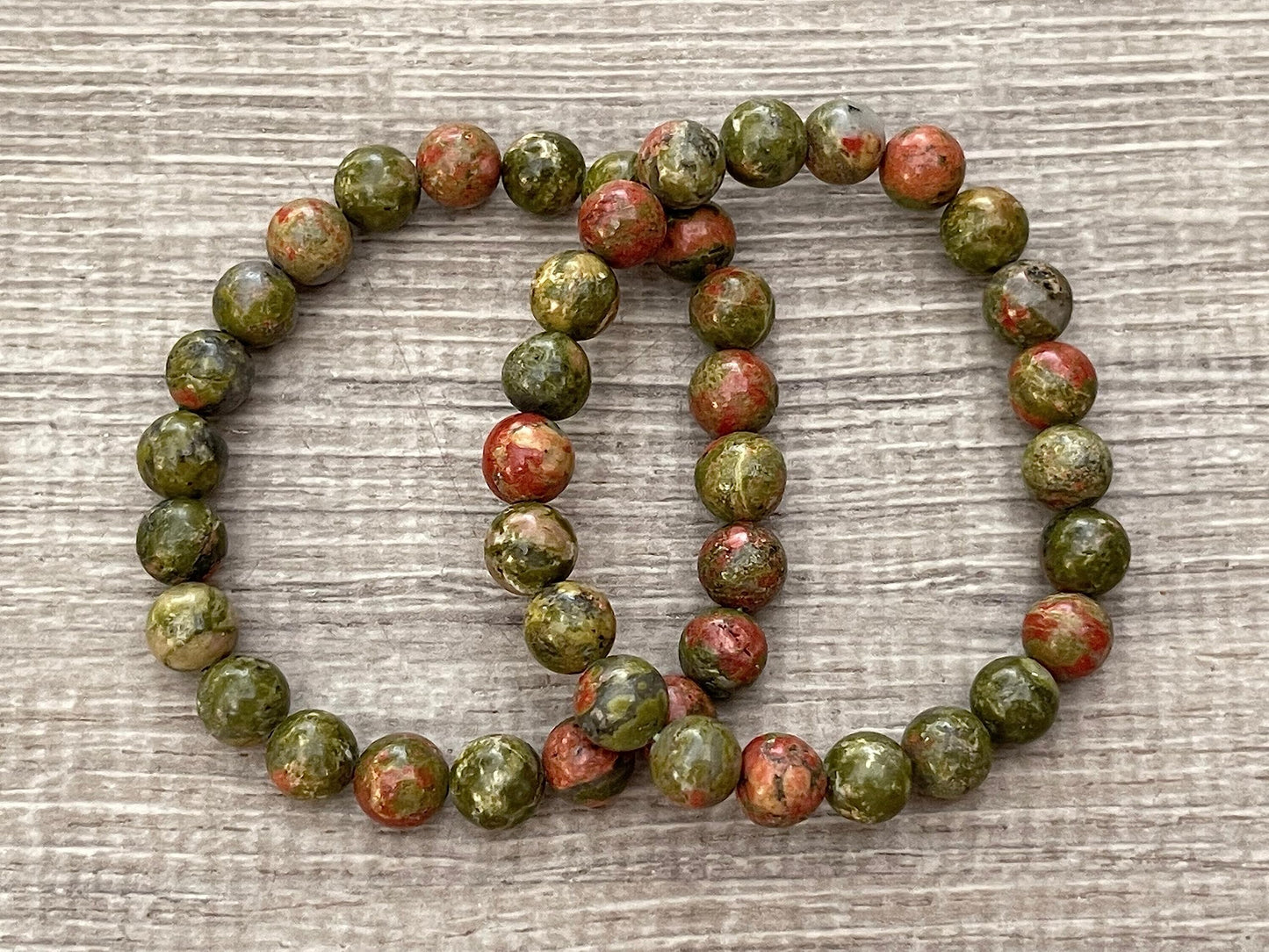 GAF TREASURES Unakite Crystal Bead Bracelet 8mm, Genuine Unakite Stretch Gemstone Bracelet, Healing Crystal Bracelet, Gift for Men & Women (1)