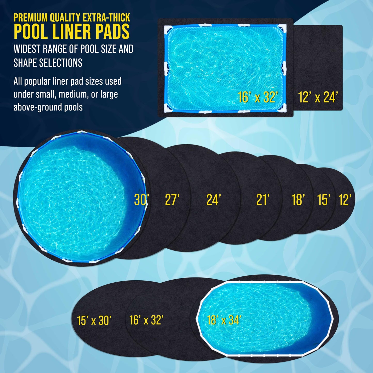 U.S. Pool Supply Ground Shield 27-Foot Round Heavy Duty Pool Liner Pad for Above Ground Swimming Pools - Protects Pool Liner, Prevents Punctures, Weed Barrier, Eco-Friendly Fabric - Extends Liner Life