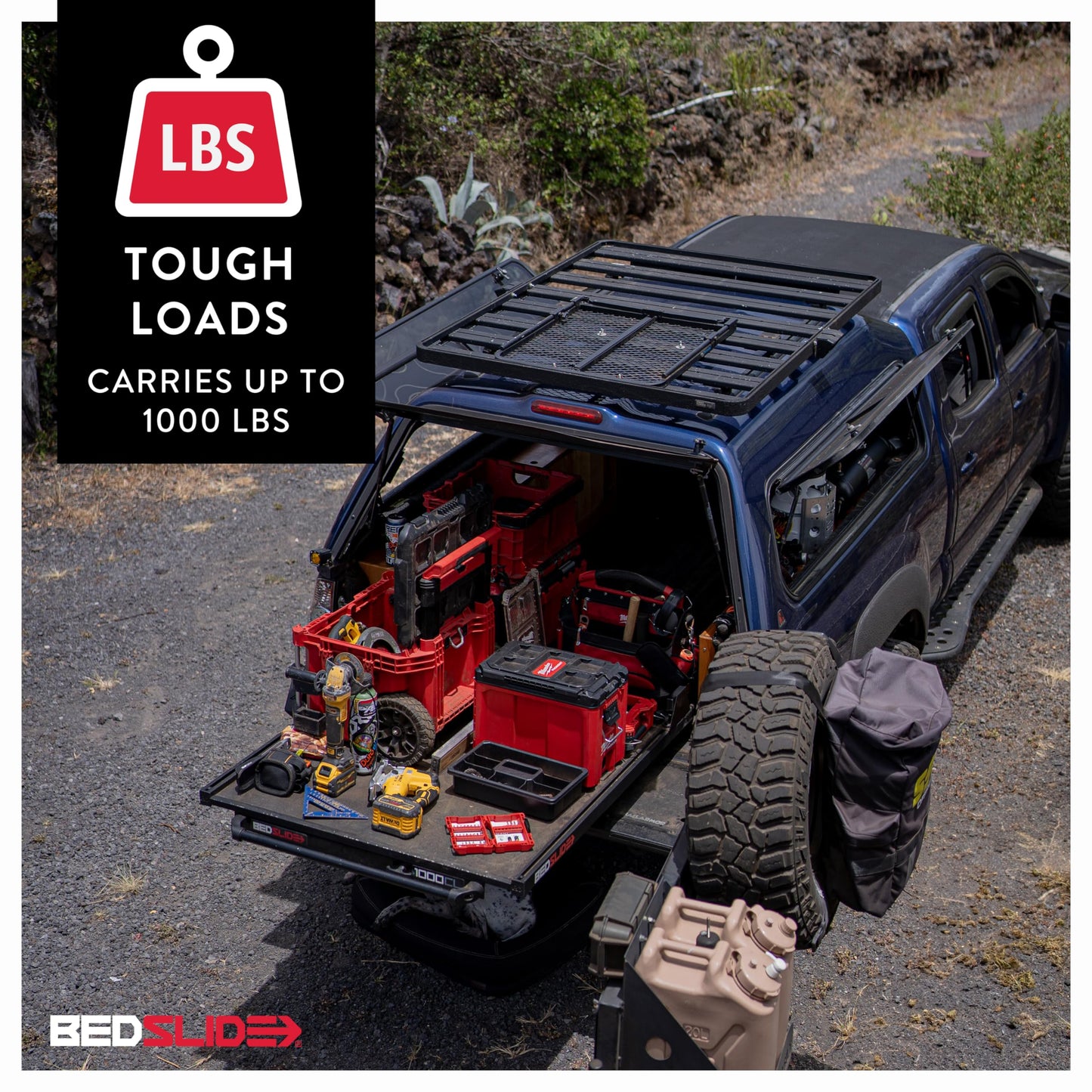 BEDSLIDE Classic (58" X 39") | 10-5839-CLB | Durable Sliding Truck Bed Cargo Organizer | Made in The USA, 1,000 lb Capacity (Black))