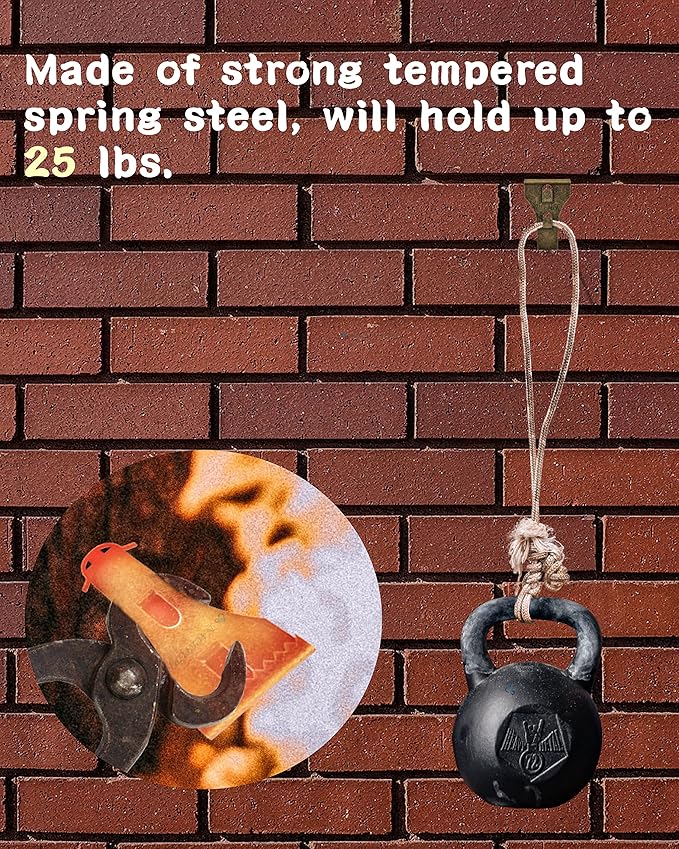 NACETURE Brick Hook Clips (4 Pack) β No-Drill Brick Hangers for 2.25"β2.40" Bricks, Require β₯1/8" Mortar Recess, Holds up to 25 lb β Outdoor Wreath & Light Clips