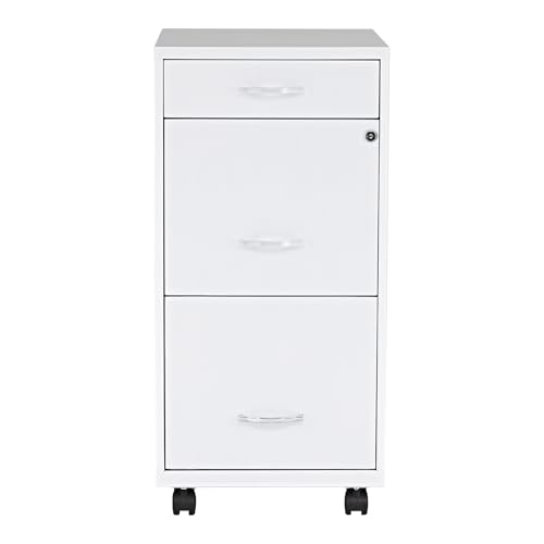 Lorell LYS SOHO Box/File/File Mobile White File Cabinet, 3 Drawer, 26.5 x 14.3 x 18 in