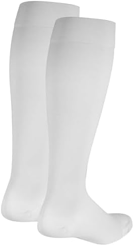 NuVein Medical Compression Stockings, 20-30 mmHg Support for Women & Men, Knee Length, Closed Toe, White, 3X-Large