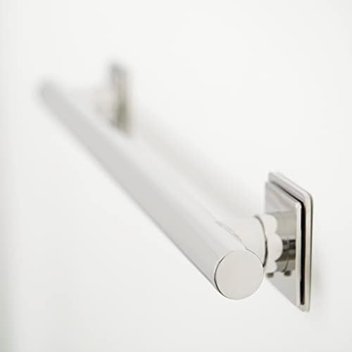 36-inch Coronado Designer Straight Bathroom Shower Grab Bar with Decorative Square Flanges, Satin