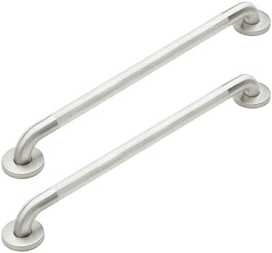 2 Pack 24 Inch Shower Grab Bars - Knurled Textured Grip - Grab Bars for Showers, Bathtubs, Seniors, and Elderly