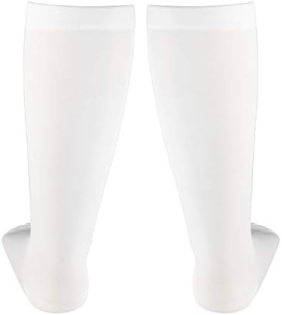 NuVein Medical Compression Stockings, 20-30 mmHg Support for Women & Men, Knee Length, Open Toe, White, Medium