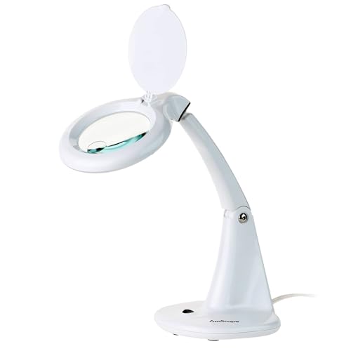 AmScope - 40 LED Adjustable Tabletop Magnifying Lamp with 4¡± Glass Lens and 1.75X and 4X Magnifications - MAGLED-8093-A
