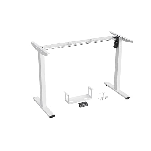 Electric Standing Desk Frame Adjustable Height, Stand up Home Office Desk Frame, 36 to 51 Inches Sit Stand Desk Frame with Memory Preset (White)