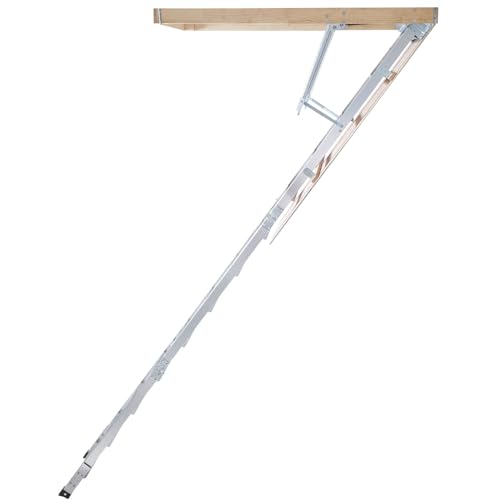 VEVOR Attic Ladder Foldable, 350-pound Capacity, 22.5" x 63", Multi-Purpose Aluminium Extension, Lightweight and Portable, Fits 9.5'-12' Ceiling Heights, Convenient Access to Your Attic Standard