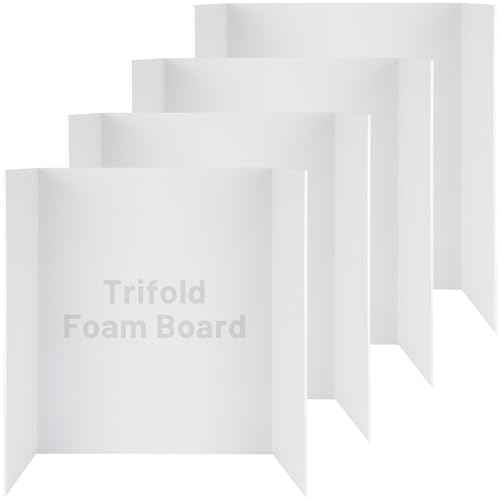 Mat Board Center - Foam Board Trifold 20x30 x3/16" - 4 Pack - Large Poster Foam Core Board, Acid Free, Double Sided, Posterboard Foamboard for Mounting, Prints, Art, Display, Presentation and Projects