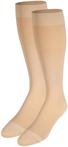 NuVein Medical Compression Stockings, 20-30 mmHg Support for Women & Men, Knee Length, Closed Toe, Beige, 2X-Large