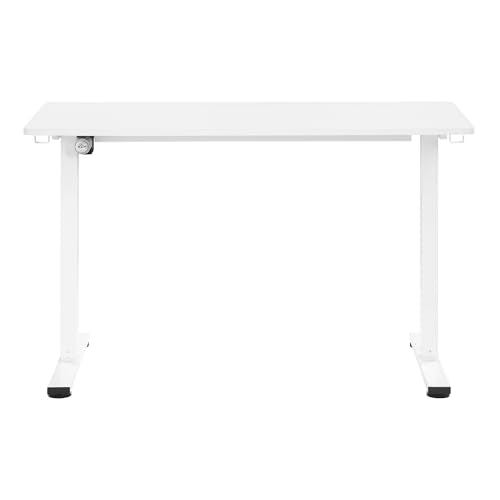 OSP Home Furnishings Primo Sit-to-Stand Electric Height Adjustable Office Desk with Hook, White, 4 Feet Wide