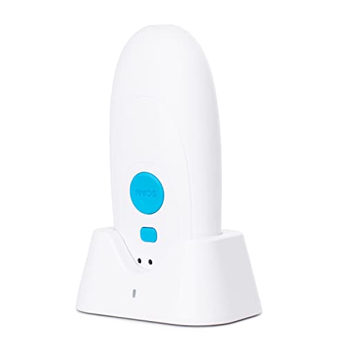 TEEMI Mini 2D QR Code Reader Bluetooth Barcode Scanner with Charging Dock & Data Receiver, Handheld Barcode Scanner with Neck Wrist Lanyard, Compatible with iPhone, iPad, Android, Tablet, iOS (White)
