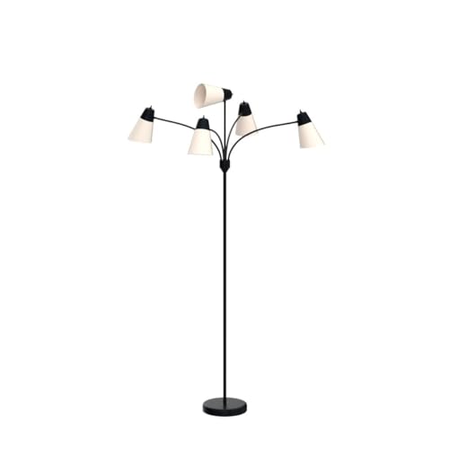 FOLKSMATE LED Floor Lamp, Medusa Multi Head Modern Tall, Rustic Adjustable Gooseneck Reading Standing Light for Living/Kids Room, Bedroom, Black