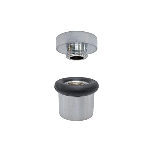 QCAA Cylindrical Floor Mount Door Stop, Height, 2", Solid Brass, Satin Chrome, Made in Taiwan, 2 Pack