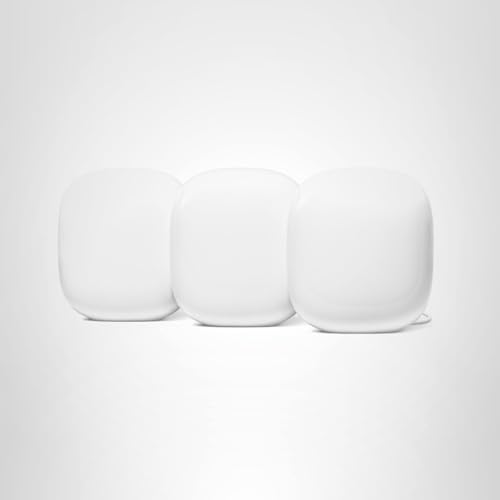 Google Nest WiFi Pro - 6E - Reliable Home Wi-Fi System with Fast Speed and Whole Home Coverage - Mesh Router - 3 Pack - Snow