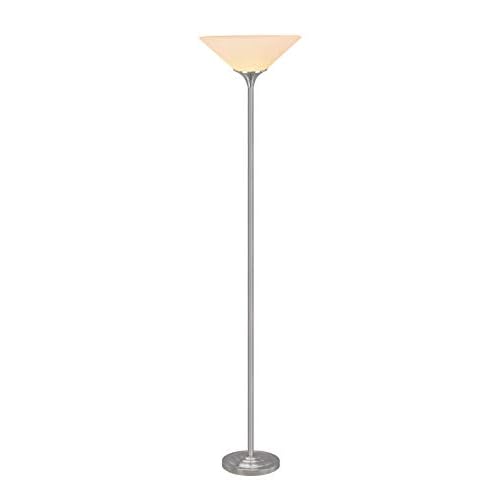 Aspen Creative 45016-11 One-Light Metal Torchiere 71" High Floor Lamp, Satin Nickel