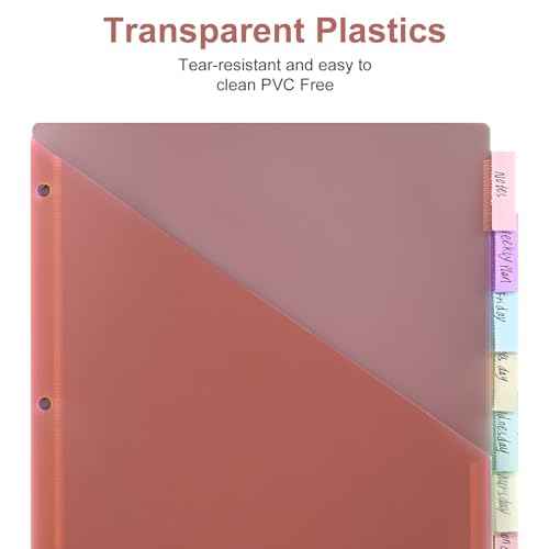 8-Tab Binder Dividers, Index Pockets for 3 Ring Binders, 8 Pastel Colors, US Letter Size (1)