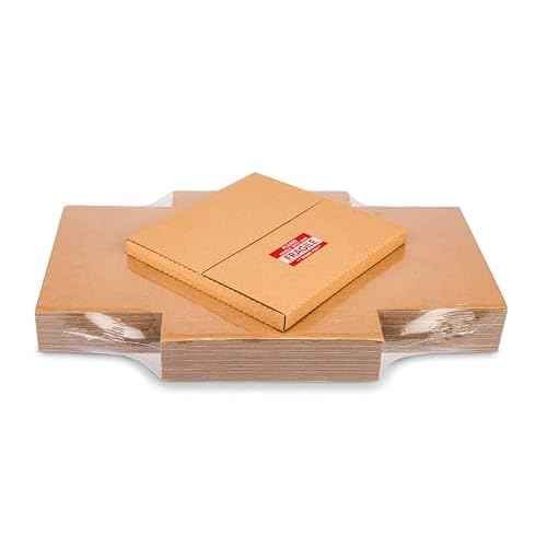 Kraft LP Mailers, 12.8x12.8x1 inch, Easy-Fold, Multi-Depth Vinyl Record Shipping Boxes with Fragile Stickers, 25 Pack