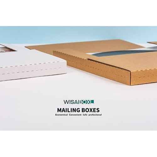Kraft LP Mailers, 12.8x12.8x1 inch, Easy-Fold, Multi-Depth Vinyl Record Shipping Boxes with Fragile Stickers, 25 Pack
