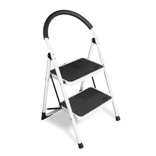 Big Red 2 Step Ladder, 400 lbs Ergonomic Folding Stool with Anti-Slip Pedal, Step Stool with Padded Handle for Kitchen, Household, Offices, ATRJZ9022BR, Torin