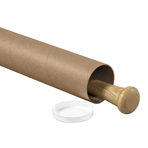 BOX USA BP3018K Mailing Tubes with Caps, 3" x 18", Kraft (Pack of 24)
