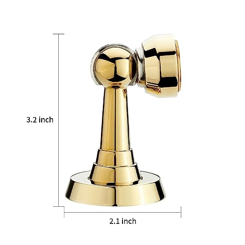 Magnetic Door Stop Brass Heavy Duty Door Stopper Keep Door Open Door Catch Holder with Screws for Wall & Floor Mount, 4P, Bright Gold