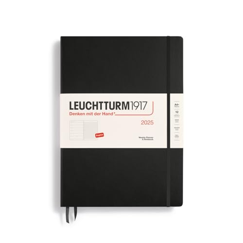 LEUCHTTURM1917 - Weekly Planner & Notebook 2025, Hardcover, Master (A4+), Black (Jan 1 - Dec 31, 2025)
