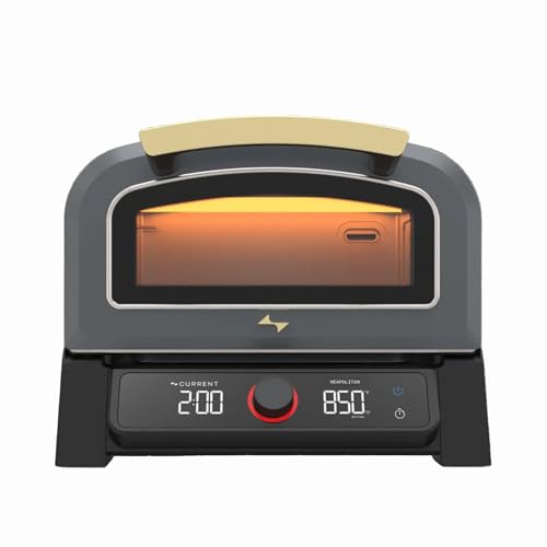 Current® Model P Smart Electric Pizza Oven, 12-Inch, 850°F Max, 8 Cooking Modes, App Connectivity for Temperature Monitoring & Custom Cooking Times, Compact for Indoor & Outdoor Use, Dark Gray