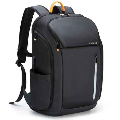 17 Inch Laptop Backpack for Men, Business Travel Anti-Theft Backpack with USB Charging Port, Water Resistant Computer Bag Carry On Flight Approved for Work College Weekender, Black