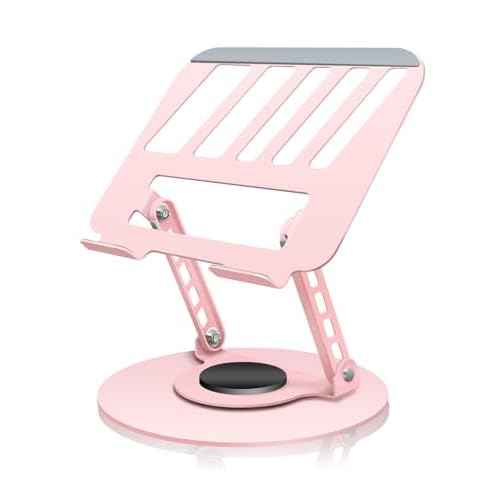 360Â¡Ã Rotating Adjustable Laptop Stand Perfect for Work, Painting,Office,Travel,Home,Fits MacBook & Laptops up to 13-15",Dual Rotary Shaft,Folding Design-Pink