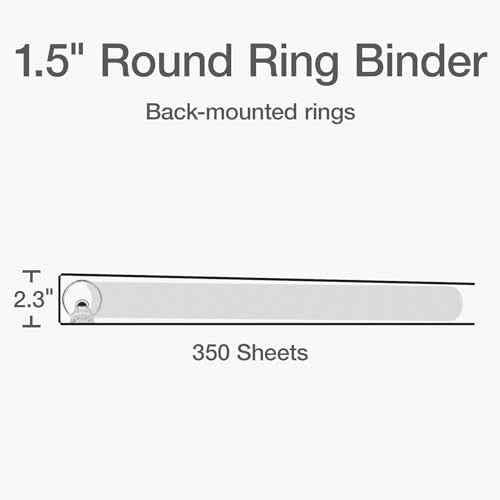 Oxford Ring Binders, 1.5" Round Ring Binders, View Binder, Covers on 3 Sides, XtraLife Hinge, Non-Stick, PVC-Free, Black, 350 Sheet Capacity (1002548)