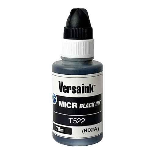 VersaInk Black MICR Ink 78ml Bottle - Compatible MICR Replacement for Epson Black T522 (for ET-2720, ET-4700)