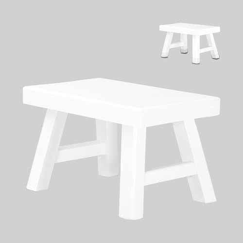 Wooden Step Stool for Adults 11.8" L x 7" W x 6.9" H Handcrafted Solid Wood Stool with Chamfered Edges, Multi-Usage Stool, Wooden Step Stool with Anti-Slip Caps - Durable and Sturdy (Natural Wood)